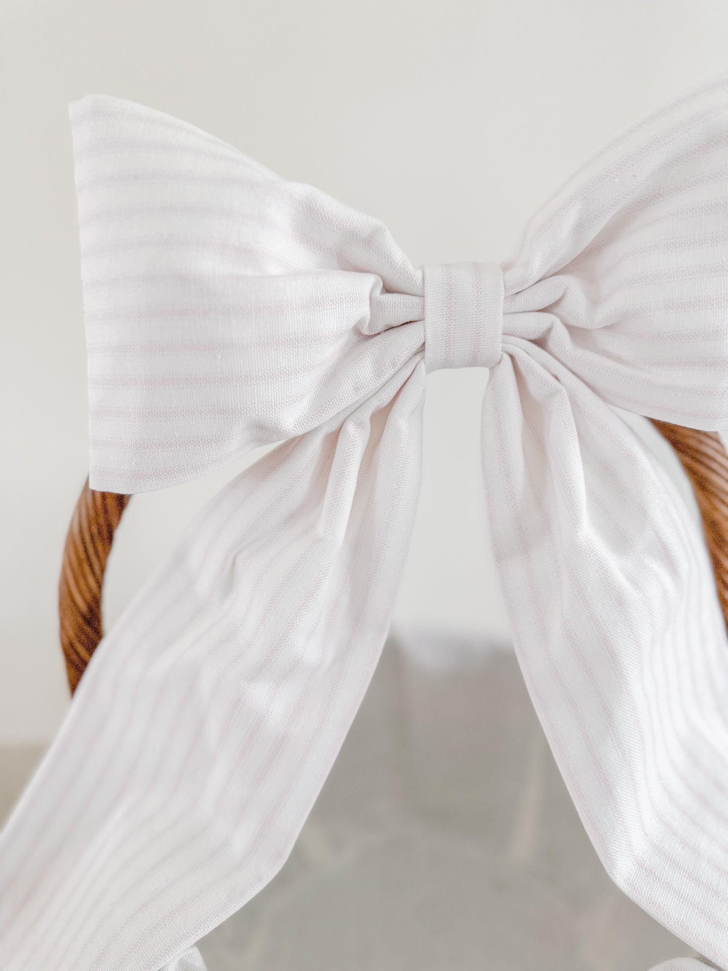 Easter Basket Bow - Pink Ticking Stripe