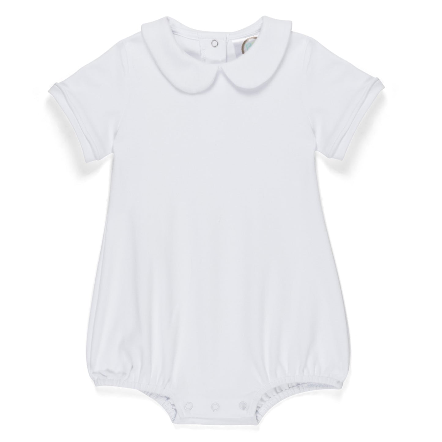 Baby Boy Short Sleeve Peter Pan Bubble (white & blue)
