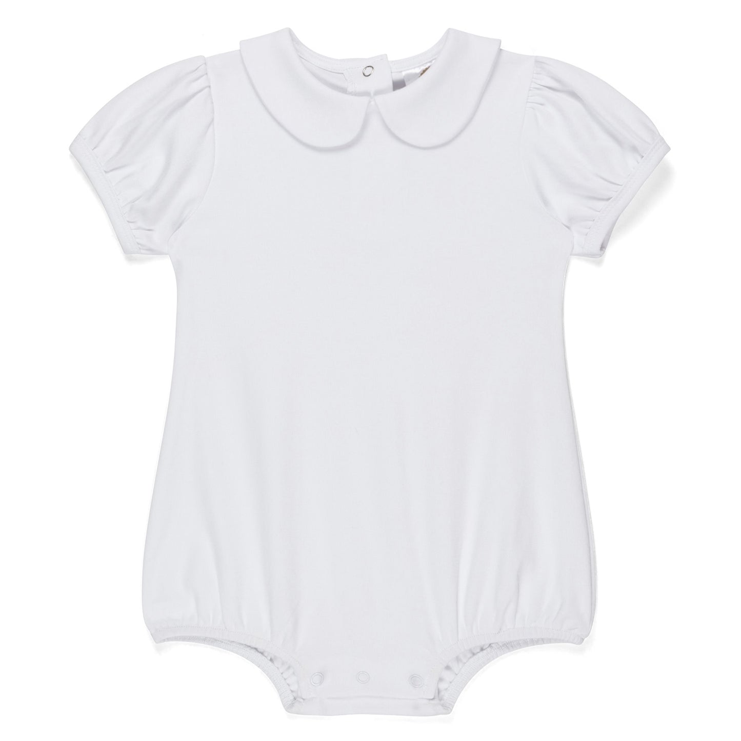 Baby Girl Short Sleeve Peter Pan Bubble (white & pink)