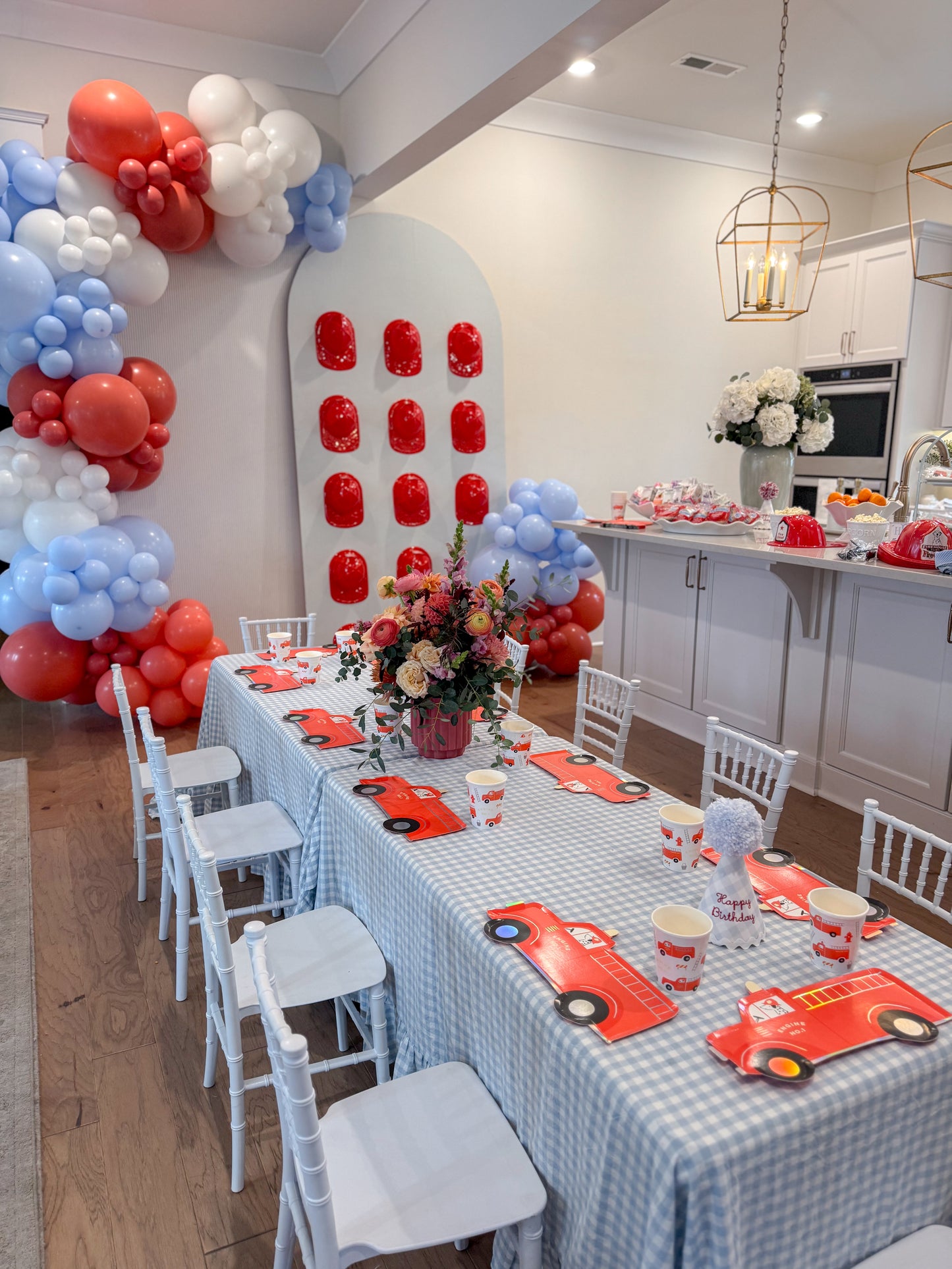 Blue Gingham Ruffle Trim Tablecloths - Kids Tables RENTAL
