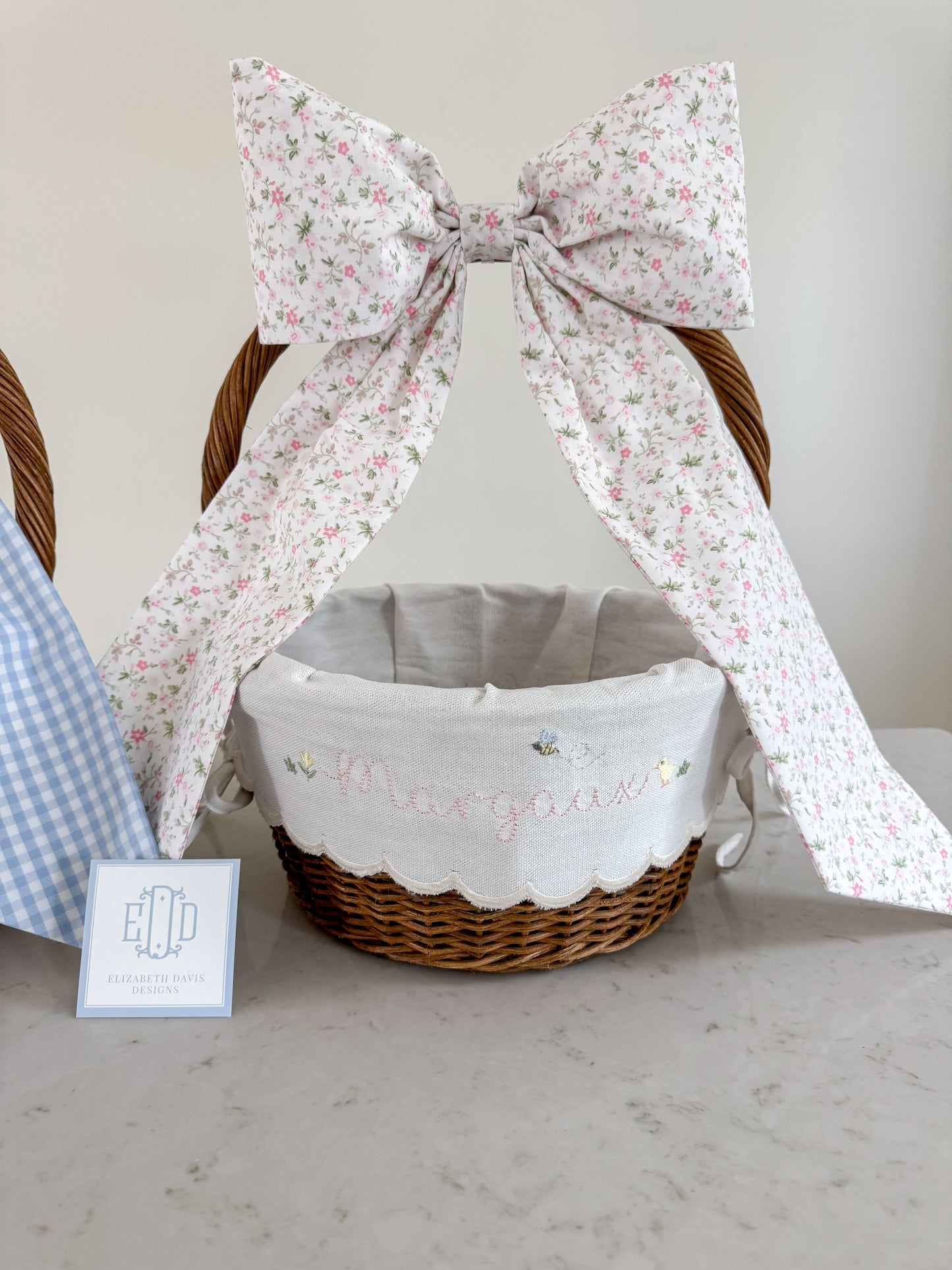 Scalloped Easter Basket Liners - Custom Embroidery with Build Your Own dainty details