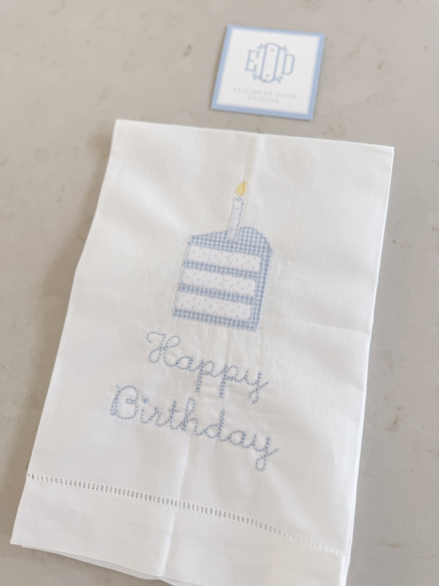 The Original Heirloom Tea Towel - Happy Birthday (Blue)