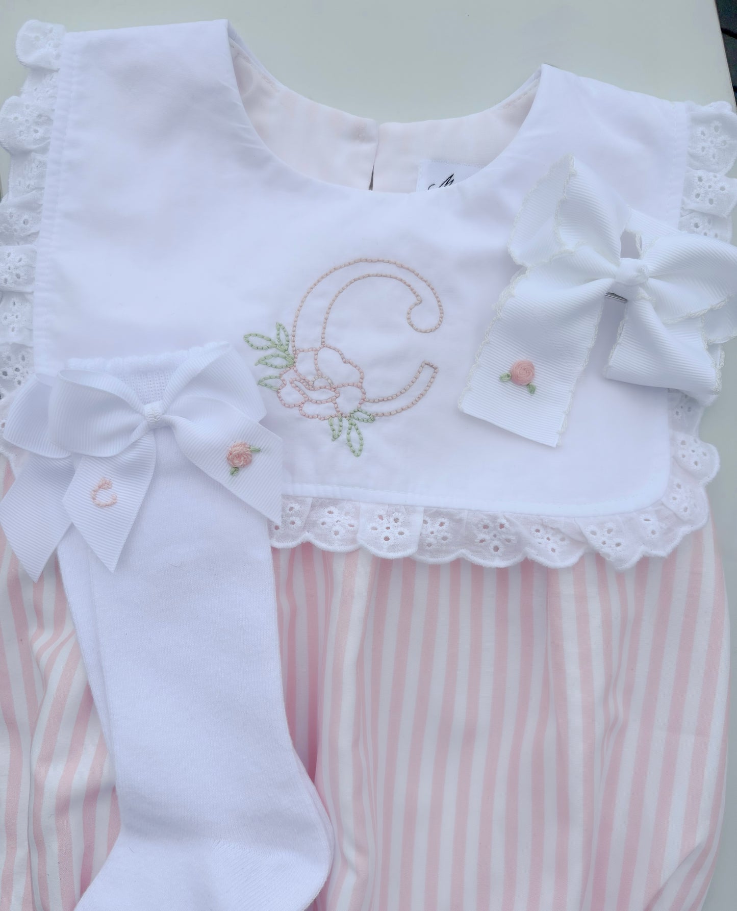 Baby Girl Swiss Dot Lace Trim Bubble