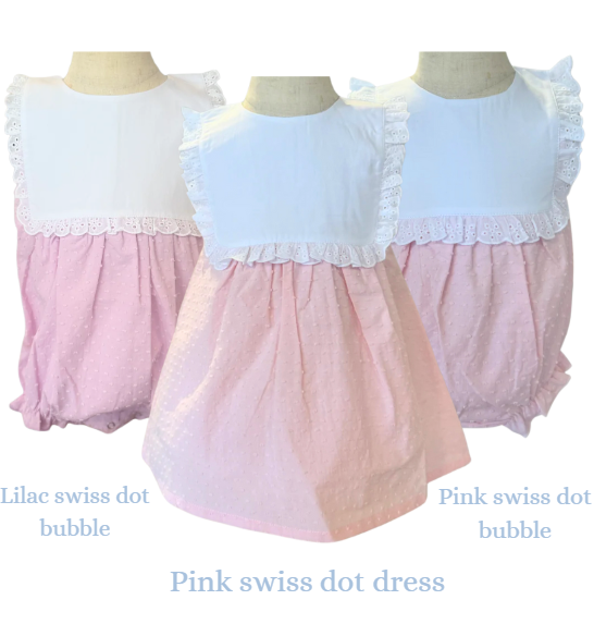 Girls Swiss Dot Americana Dress/Bubble