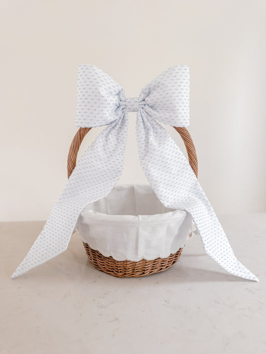 Easter Basket Bow - Blue Swiss Dot