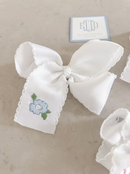 Customized White Hair Bow- Large