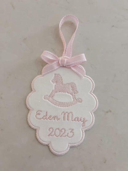 Girls Heirloom Christmas Ornament- Scalloped Oval Shape