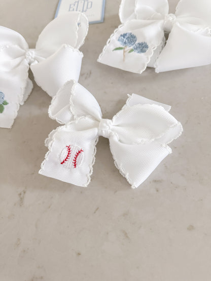 Customized White Hair Bow- Mini