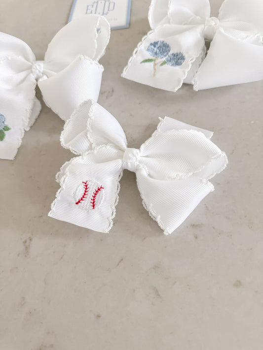Customized White Hair Bow- Mini