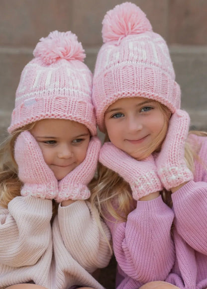 Pink Knit Mittens