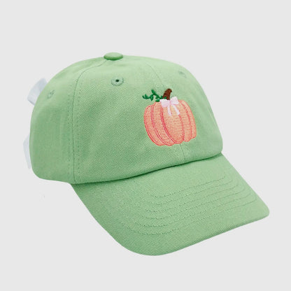 Pumpkin Baseball Cap with Bow - Girls