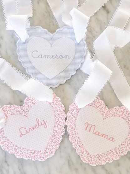 Valentines Scalloped Heart Basket Tag