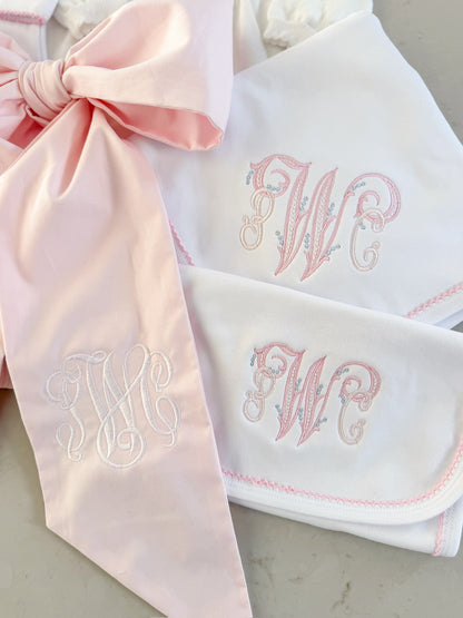 Picot Trim Bib + Burp Sets