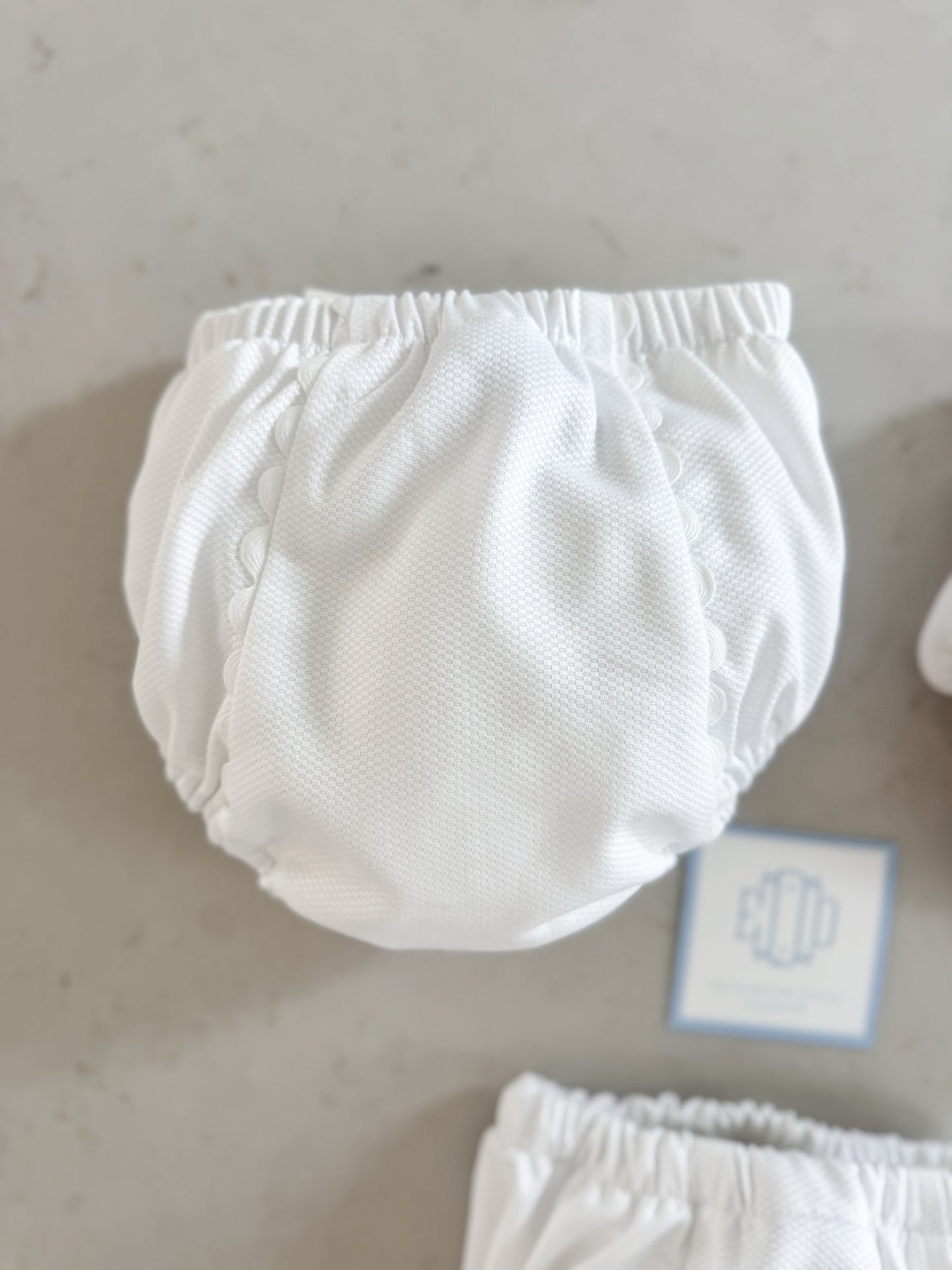 White Cotton Pique Diaper Cover