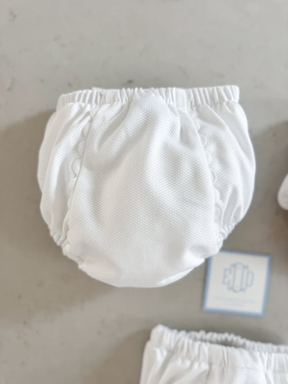 White Cotton Pique Diaper Cover