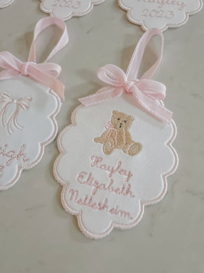 Girls Heirloom Christmas Ornament- Scalloped Oval Shape