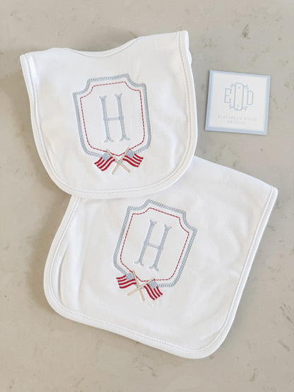 Picot Trim Bib + Burp Sets