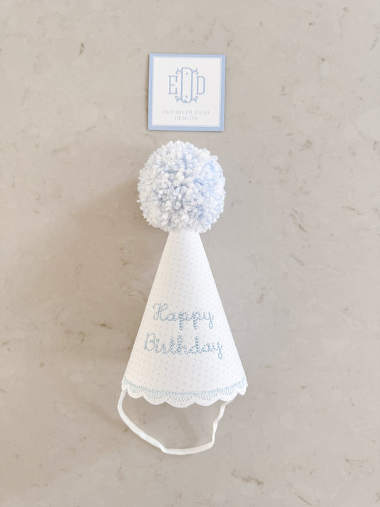 Party Hat- Blue Bitty Dot