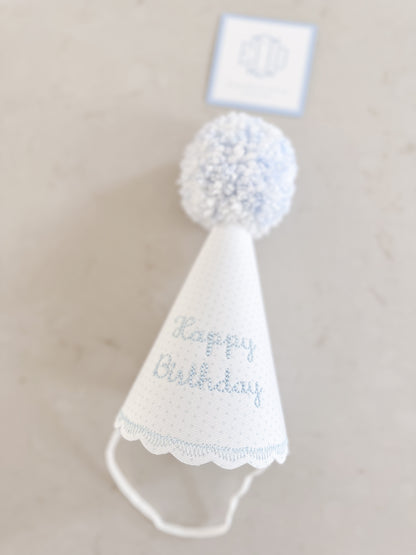 Party Hat- Blue Bitty Dot