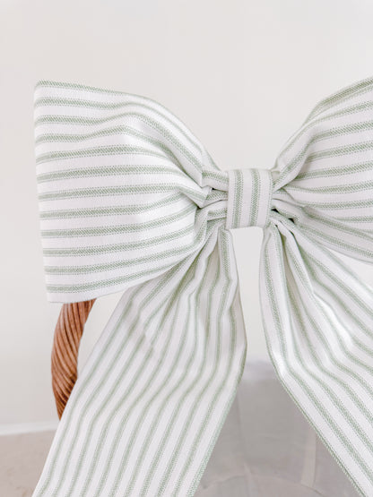 Easter Basket Bow - Green Ticking Stripe