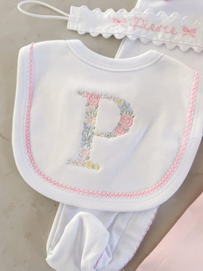 Picot Trim Bib + Burp Sets