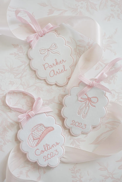 Girls Heirloom Christmas Ornament- Scalloped Oval Shape