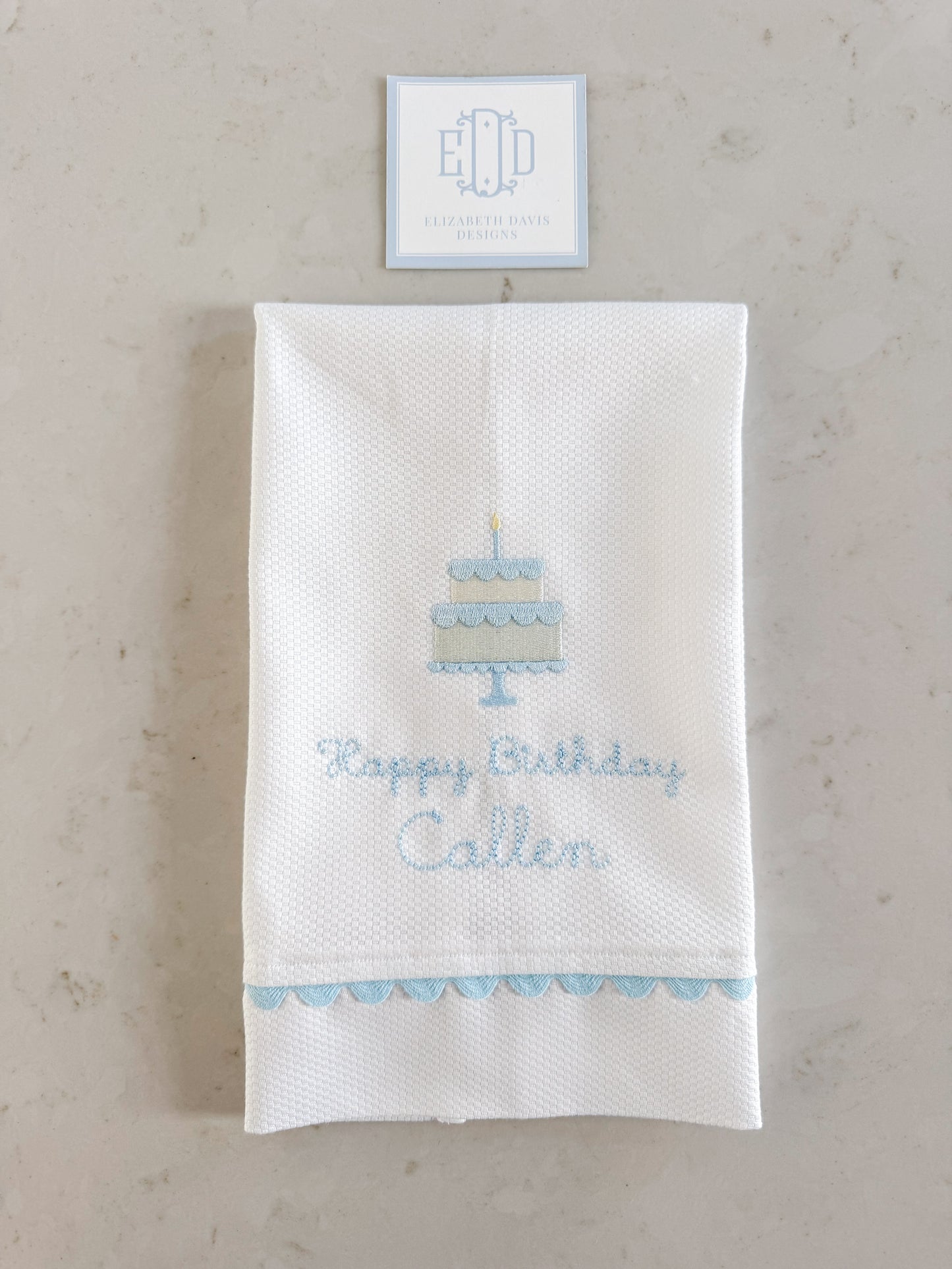 The Original Heirloom Tea Towel - Happy Birthday (Blue)
