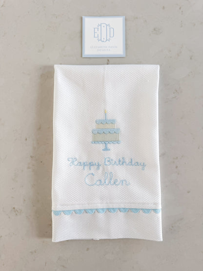 The Original Heirloom Tea Towel - Happy Birthday (Blue)