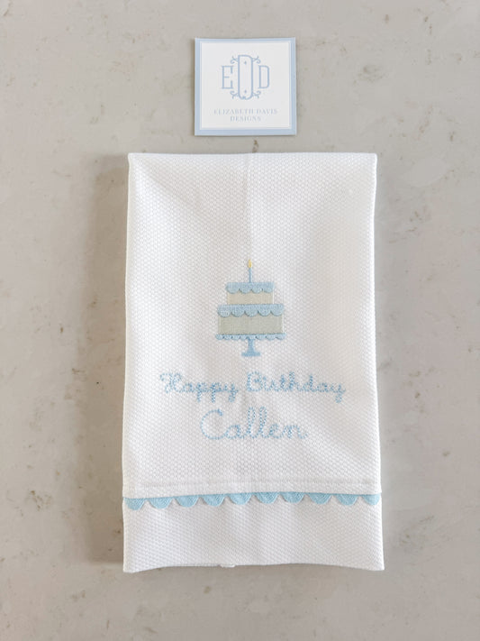 The Original Heirloom Tea Towel - Happy Birthday (Blue)