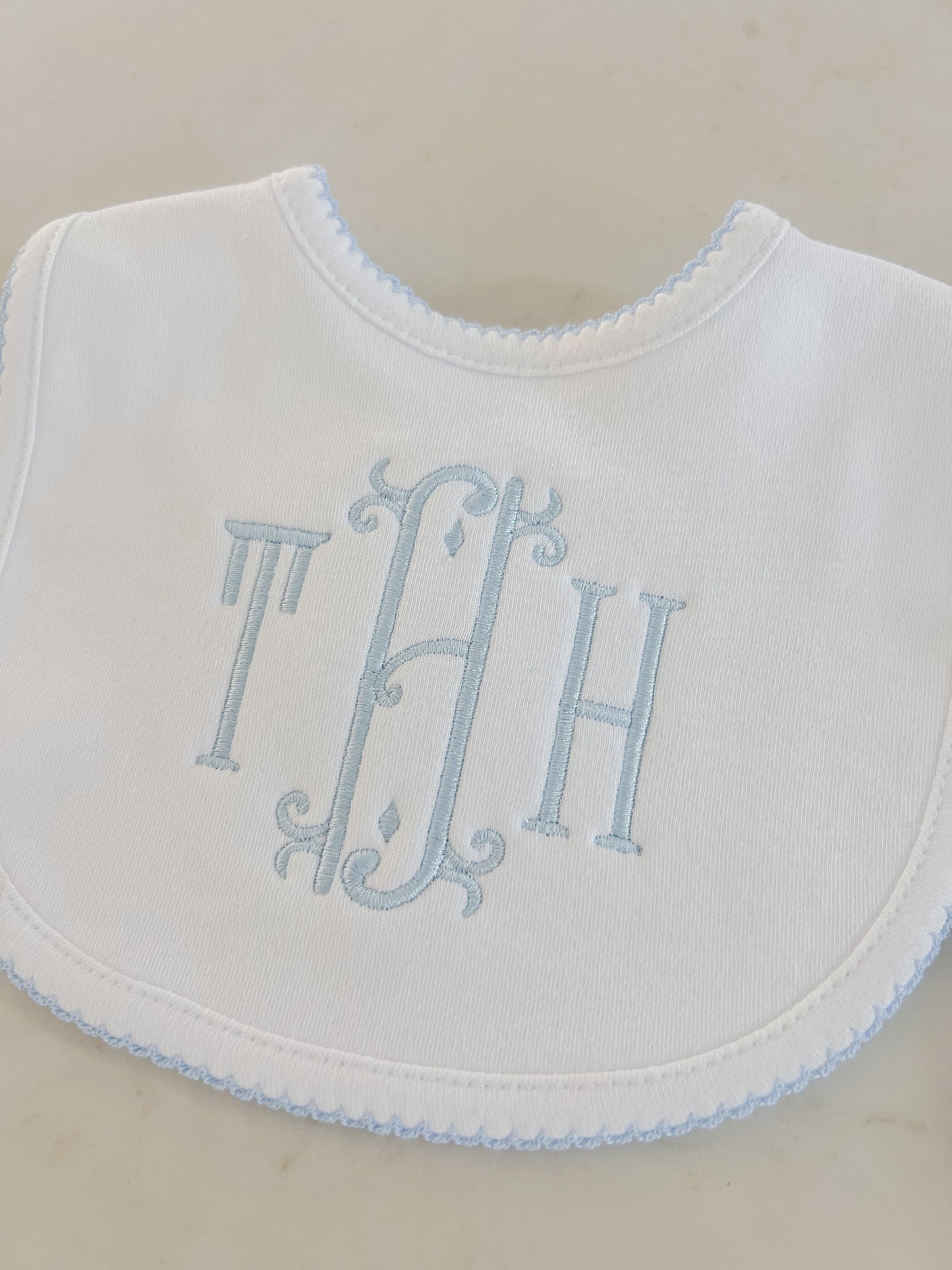 Picot Trim Bib + Burp Sets