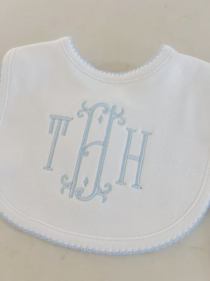 Picot Trim Bib + Burp Sets