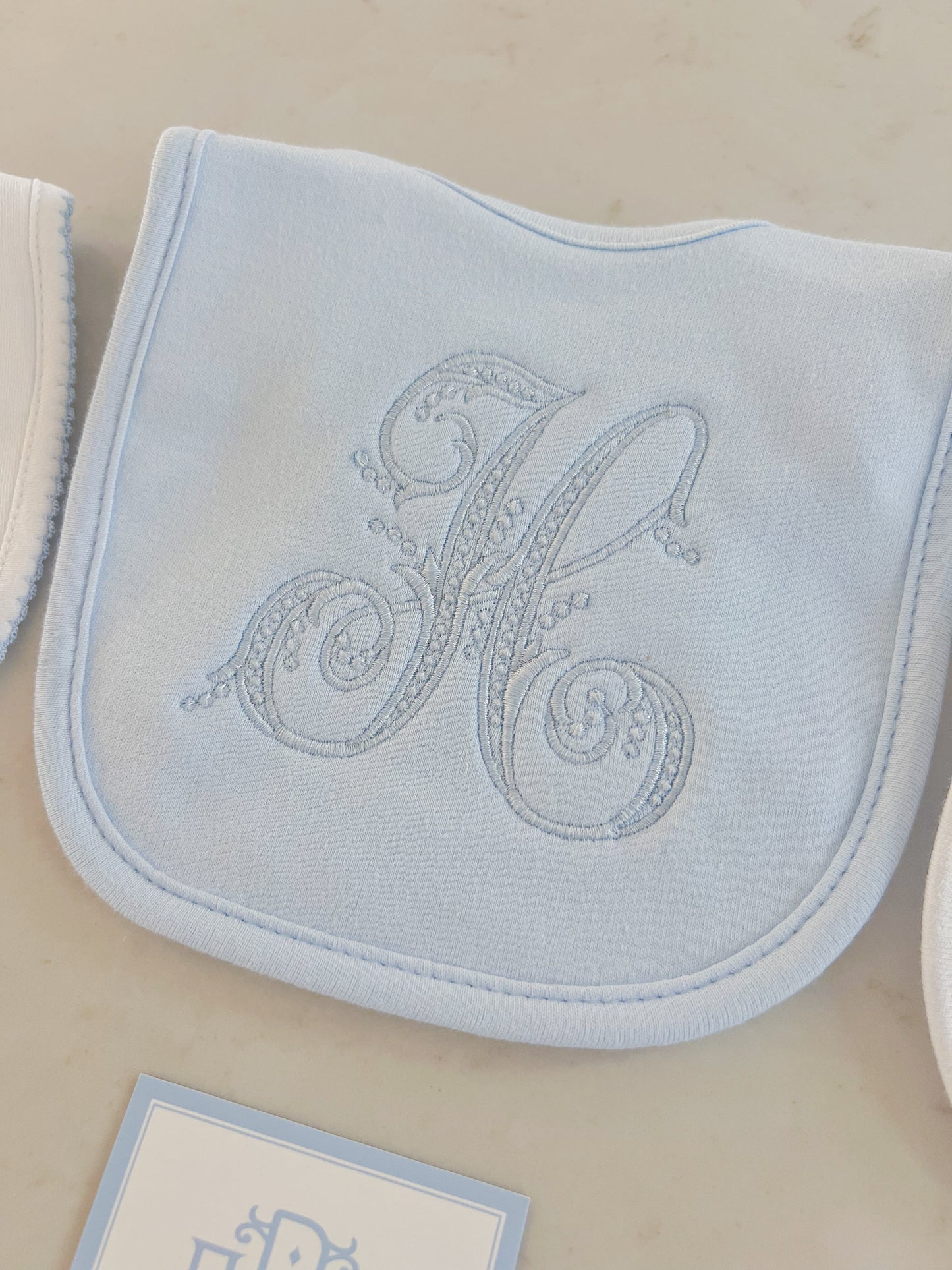 Picot Trim Bib + Burp Sets