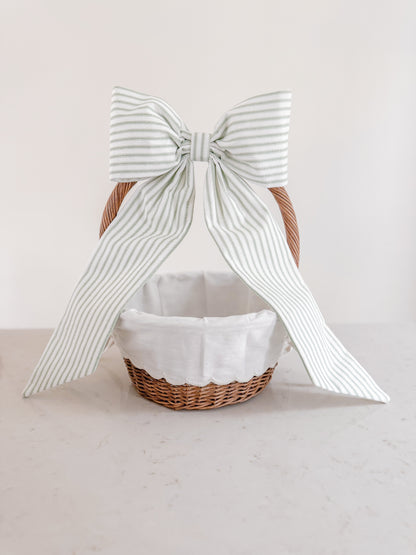 Easter Basket Bow - Green Ticking Stripe