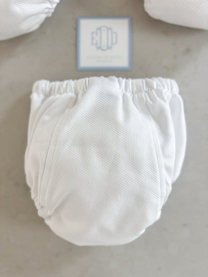 White Cotton Pique Diaper Cover