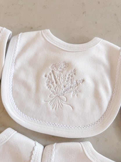 Picot Trim Bib + Burp Sets