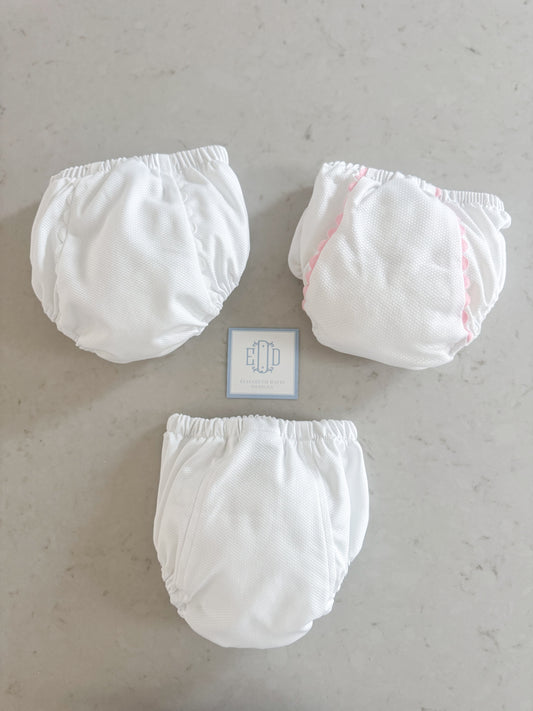 White Cotton Pique Diaper Cover