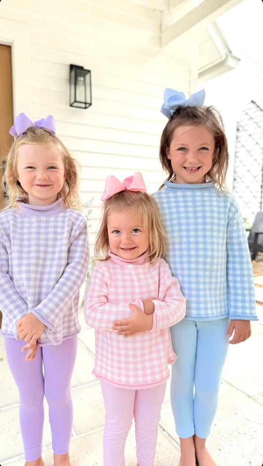 Pre-Order Gingham Roll Neck Sweaters