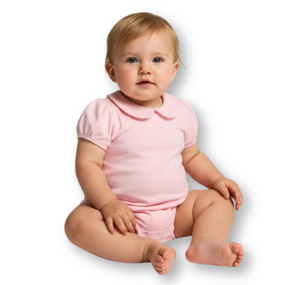 Baby Girl Peter Pan Collared Puffed Sleeve Bubble