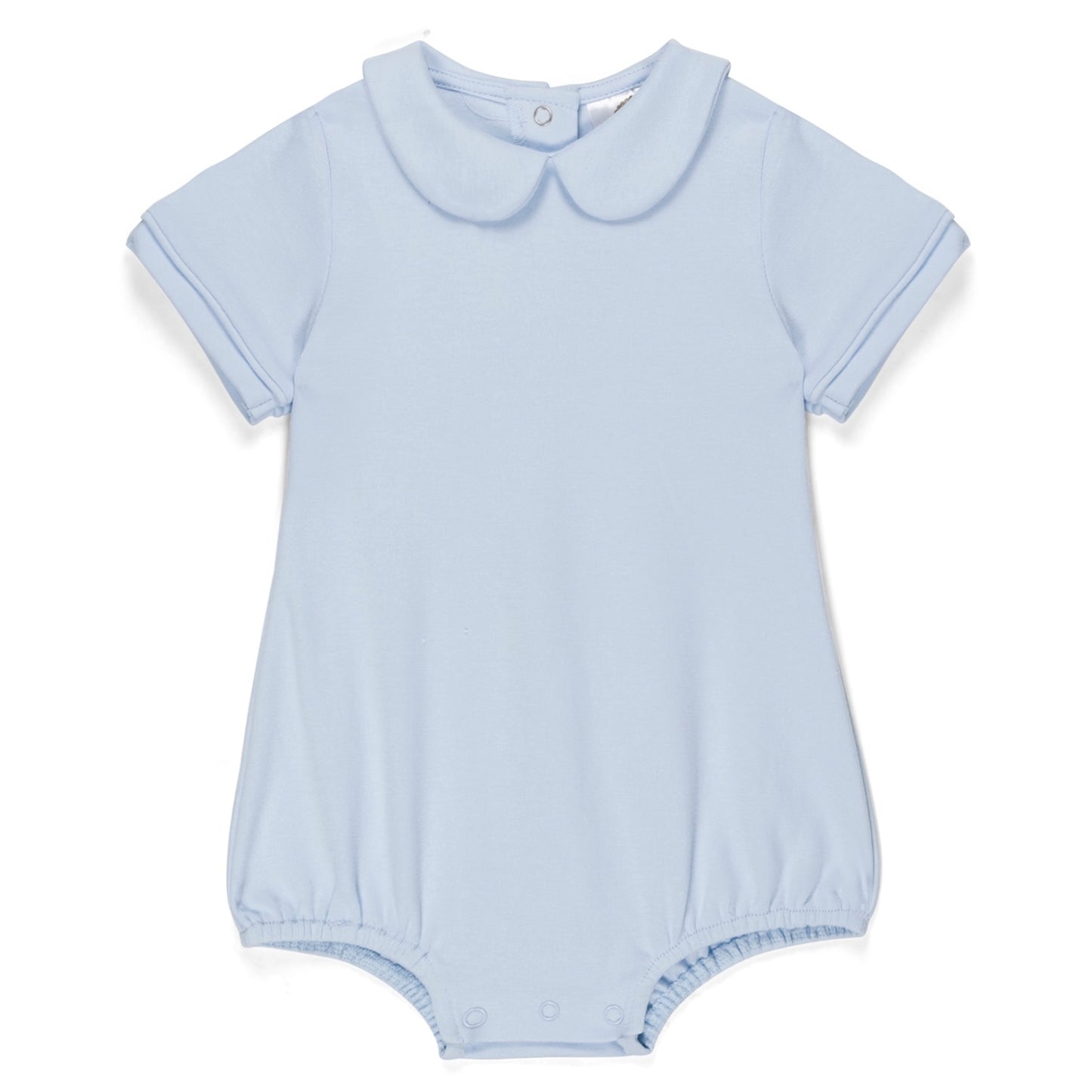 Baby Boy Short Sleeve Peter Pan Bubble (white & blue)