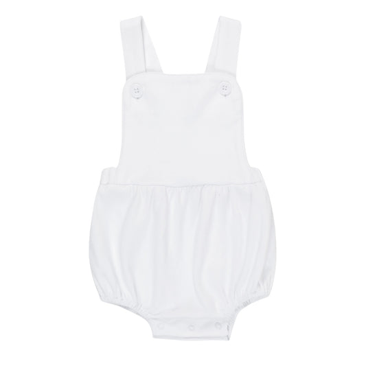Baby Boy Sunsuit (white & blue gingham trim)