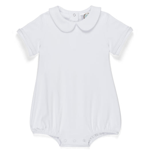 Baby Boy Short Sleeve Peter Pan Bubble (white & blue)