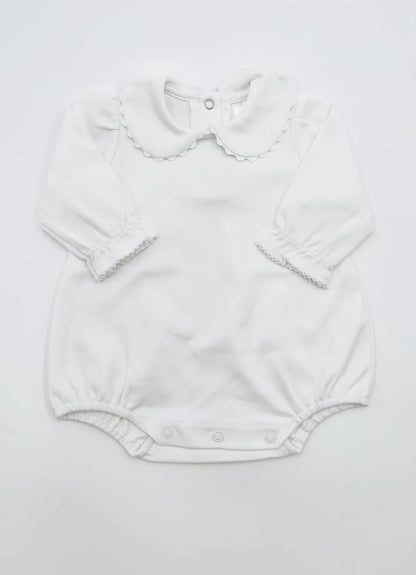 Baby Girl Long Sleeve Collared Bubbles (pink + white)