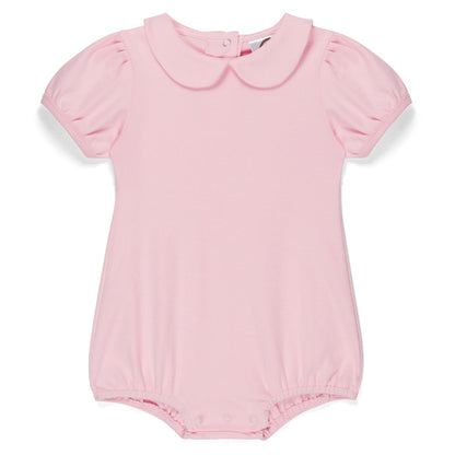 Baby Girl Short Sleeve Peter Pan Bubble (white & pink)