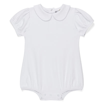 Baby Girl Short Sleeve Peter Pan Bubble (white & pink)