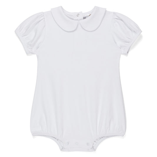 Baby Girl Short Sleeve Peter Pan Bubble (white & pink)