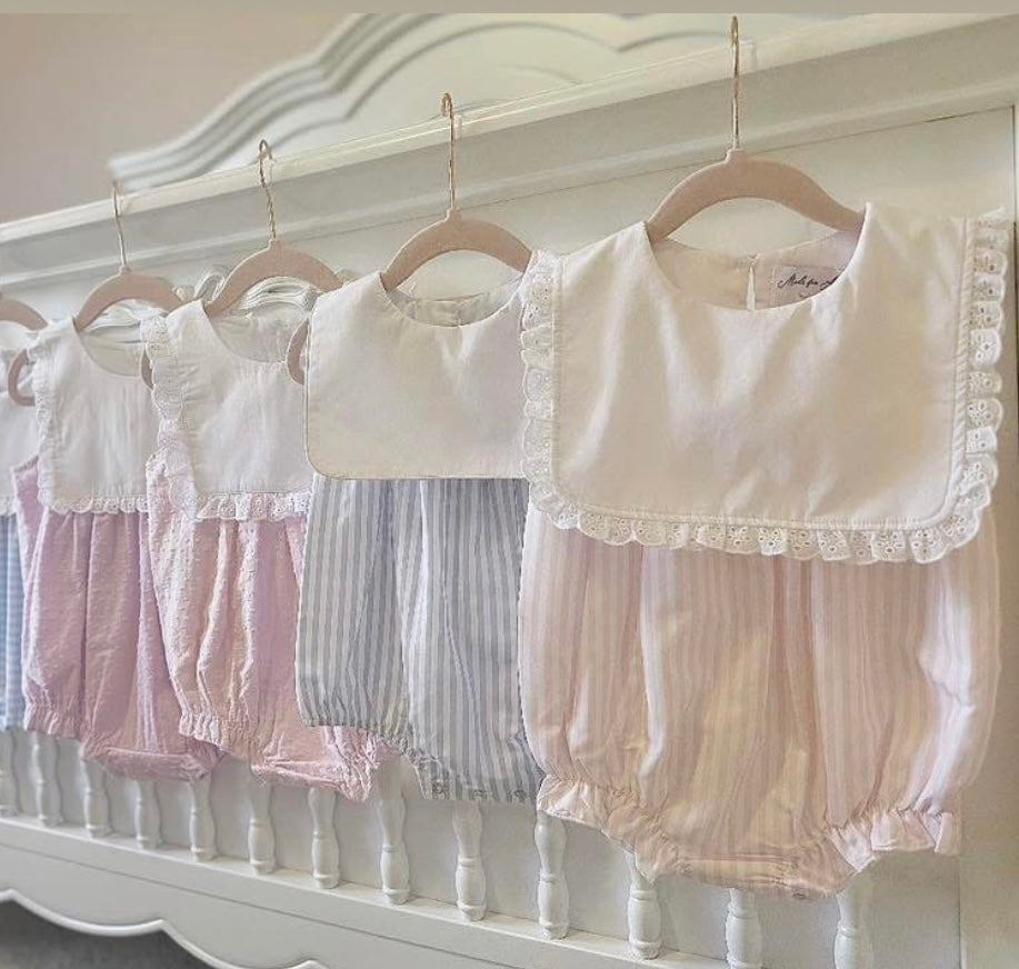 Baby Girl Swiss Dot Lace Trim Bubble