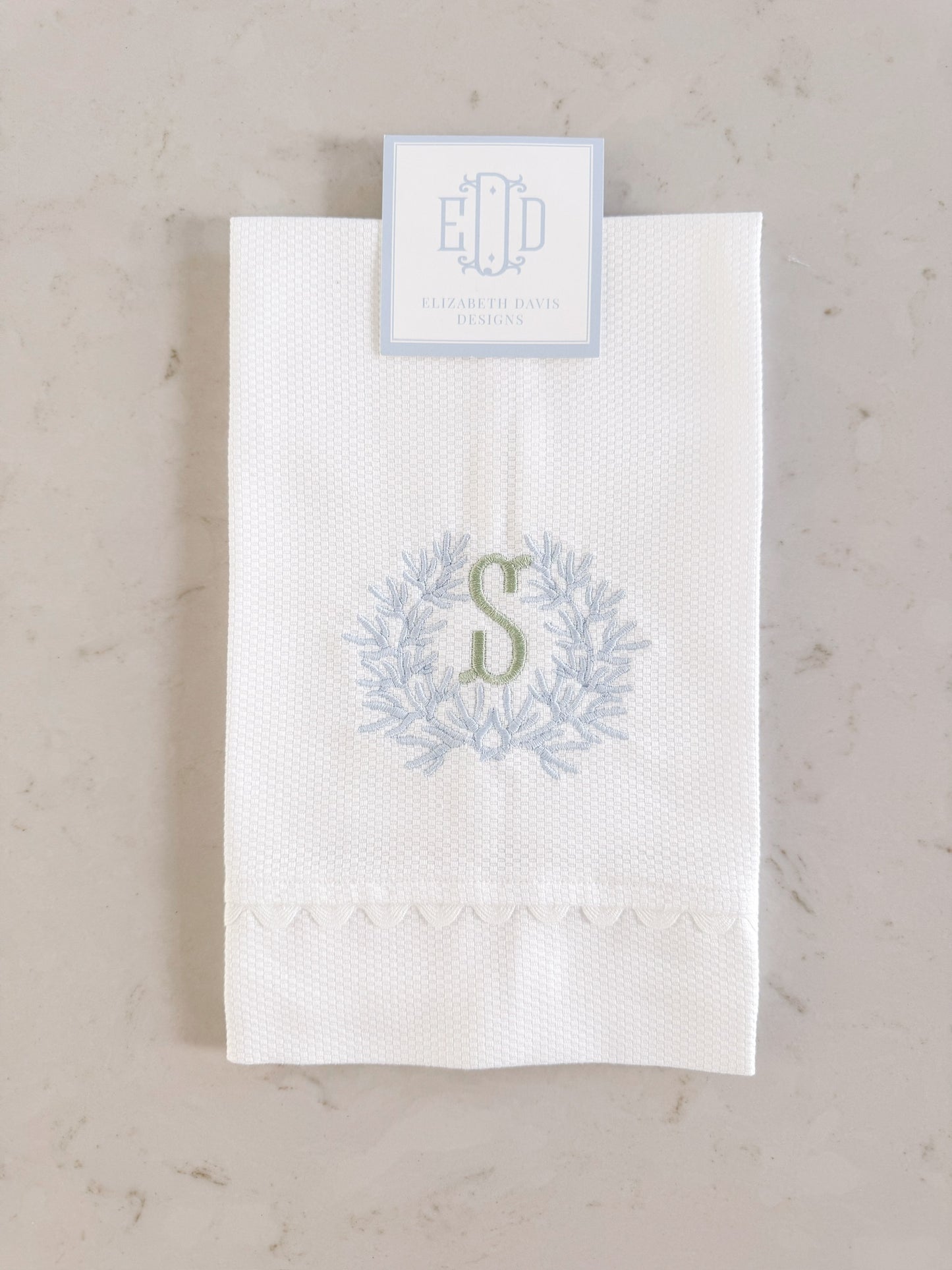 Guest Towel - Scalloped Pique Cotton