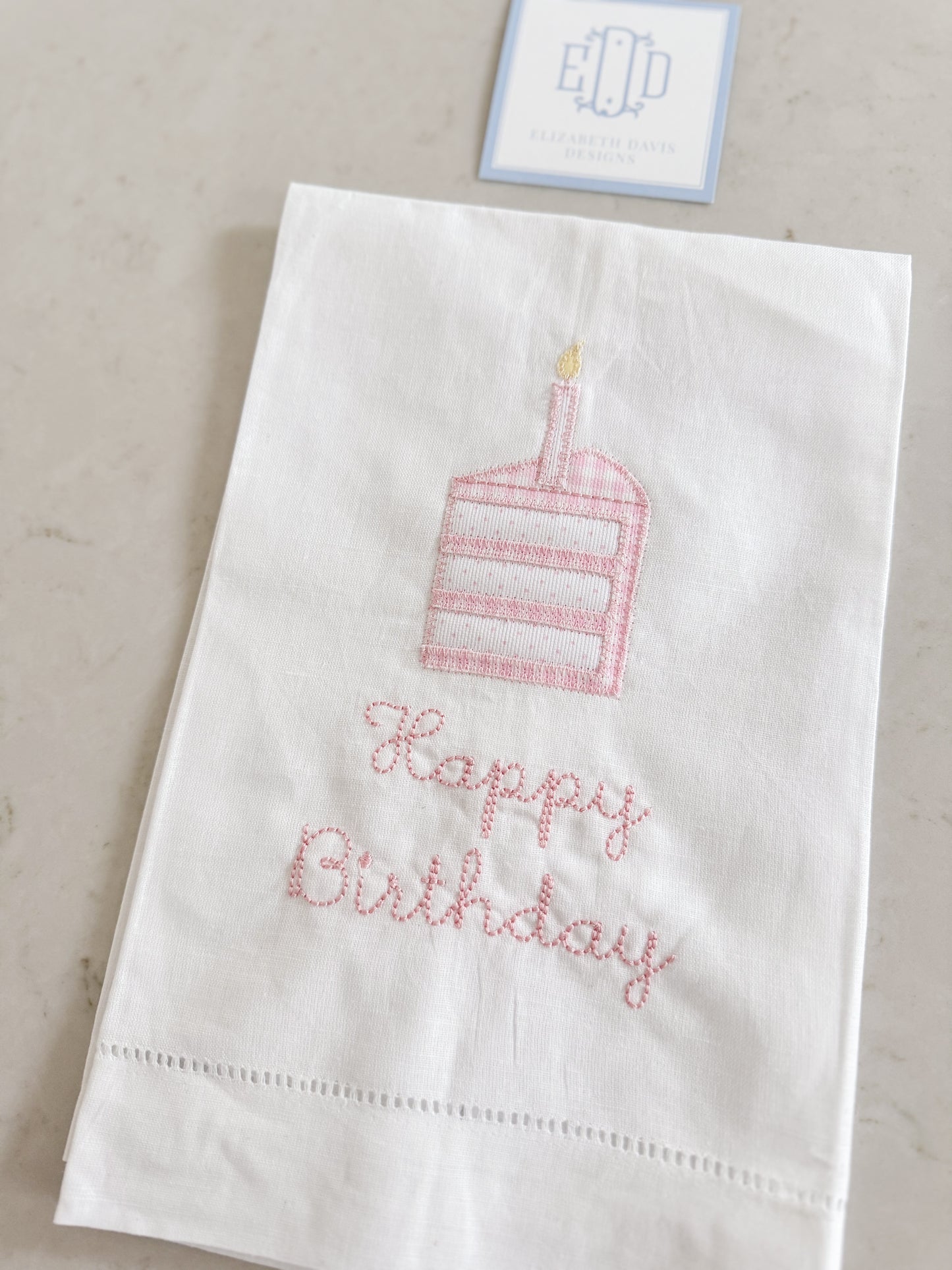 The Original Heirloom Tea Towel - Happy Birthday (Pink)