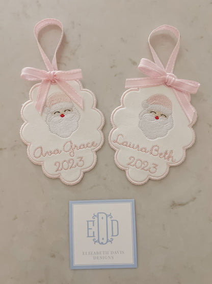 Girls Heirloom Christmas Ornament- Scalloped Oval Shape