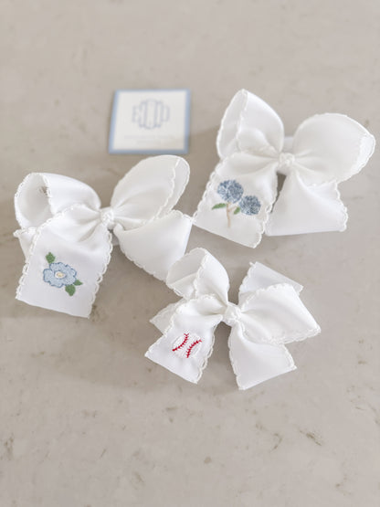 Customized White Hair Bow- Large